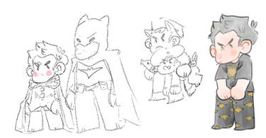 Batman and Robin  (and my lil oc)