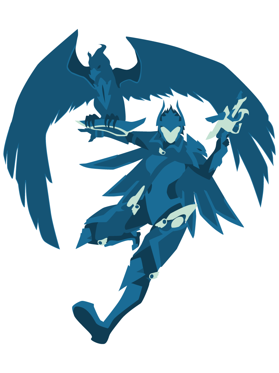 Quinn and Valor from LoL (vector art) (blue)