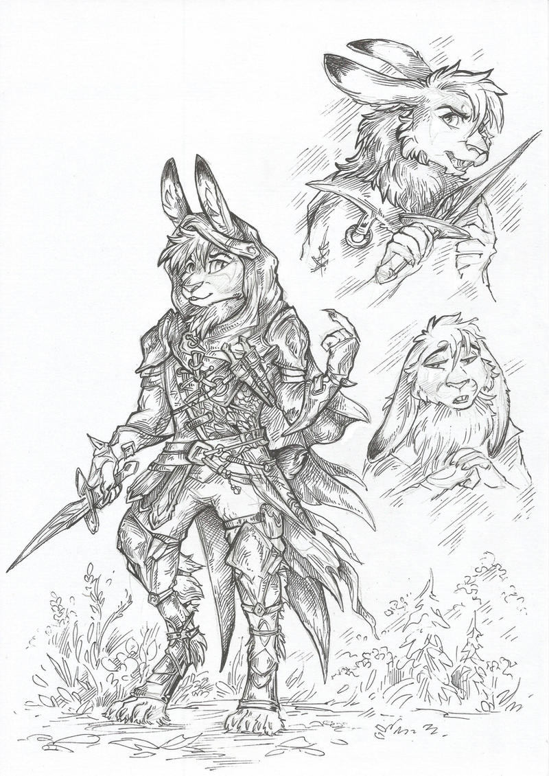 Rabbit assasin (custom adopt) (line art) by Taski-Guru on DeviantArt
