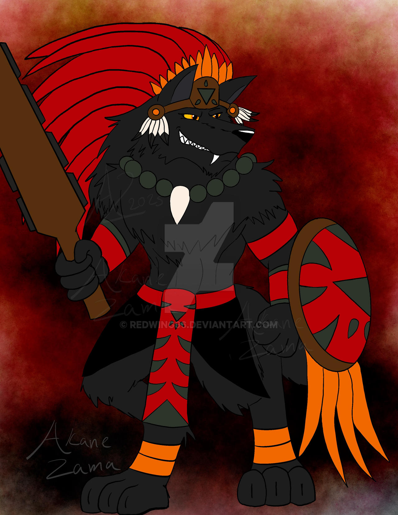 Aztec Wolfman Yaotecatl Aztec wolf warrior by Redwing96 on DeviantArt