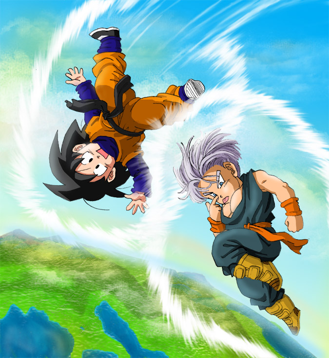 Goten and Trunks Flying