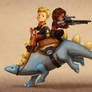 Firefly: Wash and Zoe on a Dinosaur