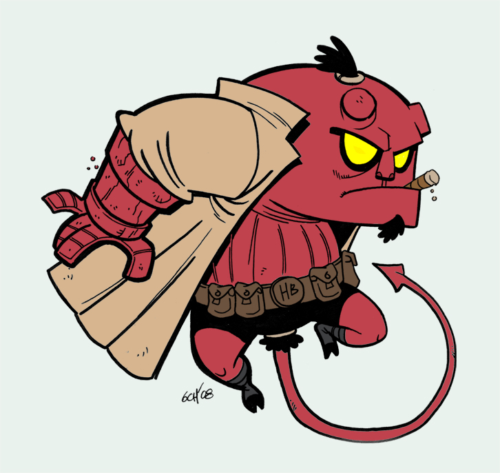 Un Hellboy de rojo