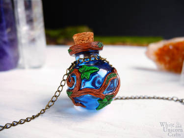 Blue witch potion bottle necklace