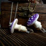 Purple amanita mushroom necklaces
