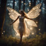 Winged Fairy Dancing In The Moonlight 