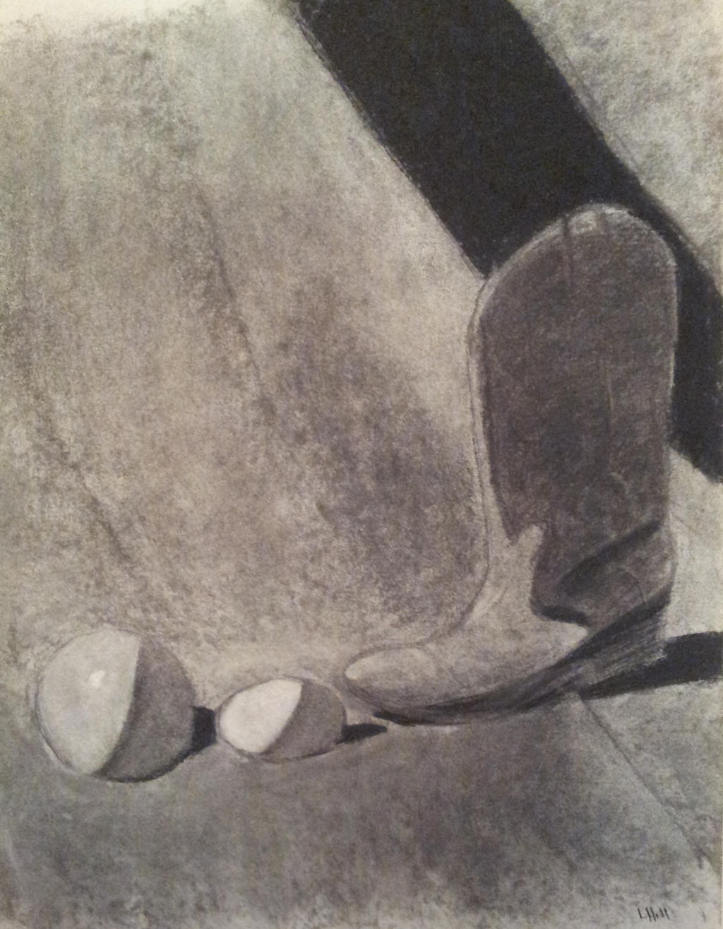 Boot Still Life in charcoal maybe in 2000