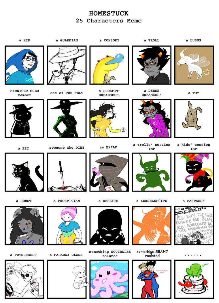 Homestuck 25 Characters Meme by jcho