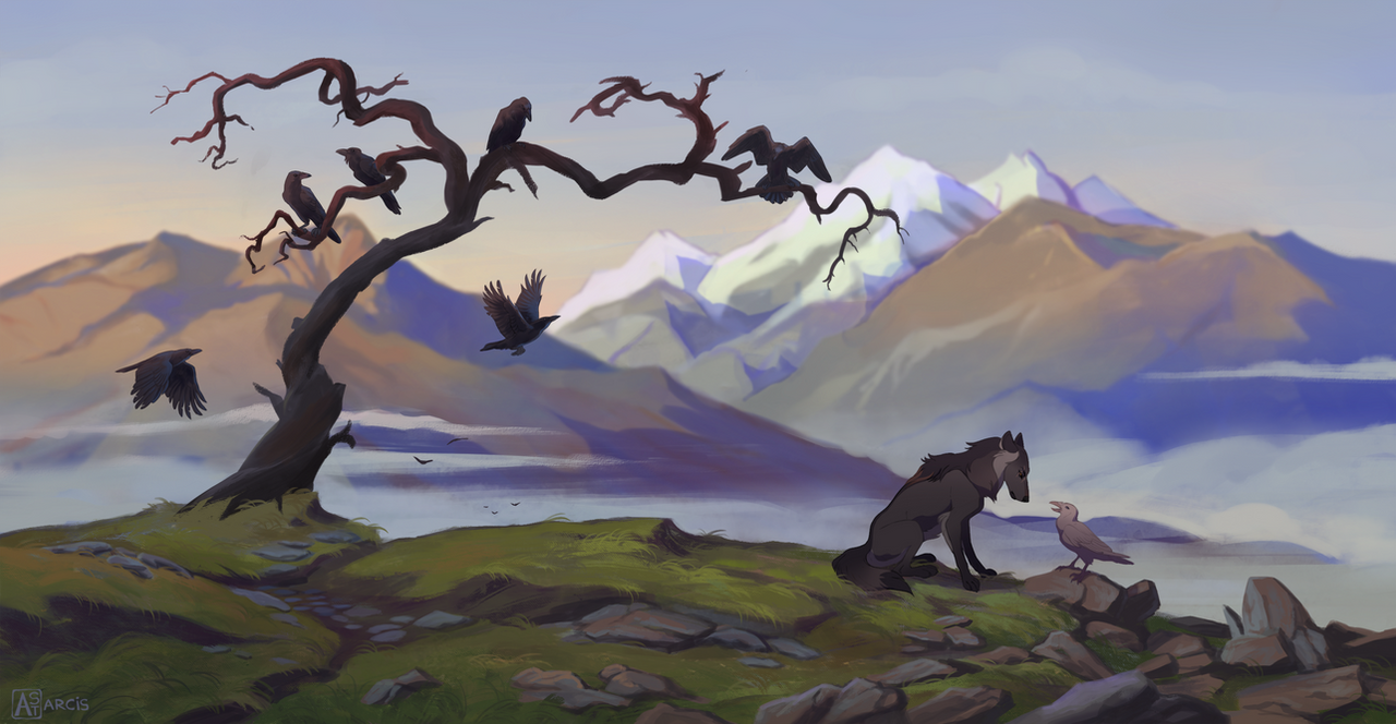 The wolf and his ravens by Astarcis
