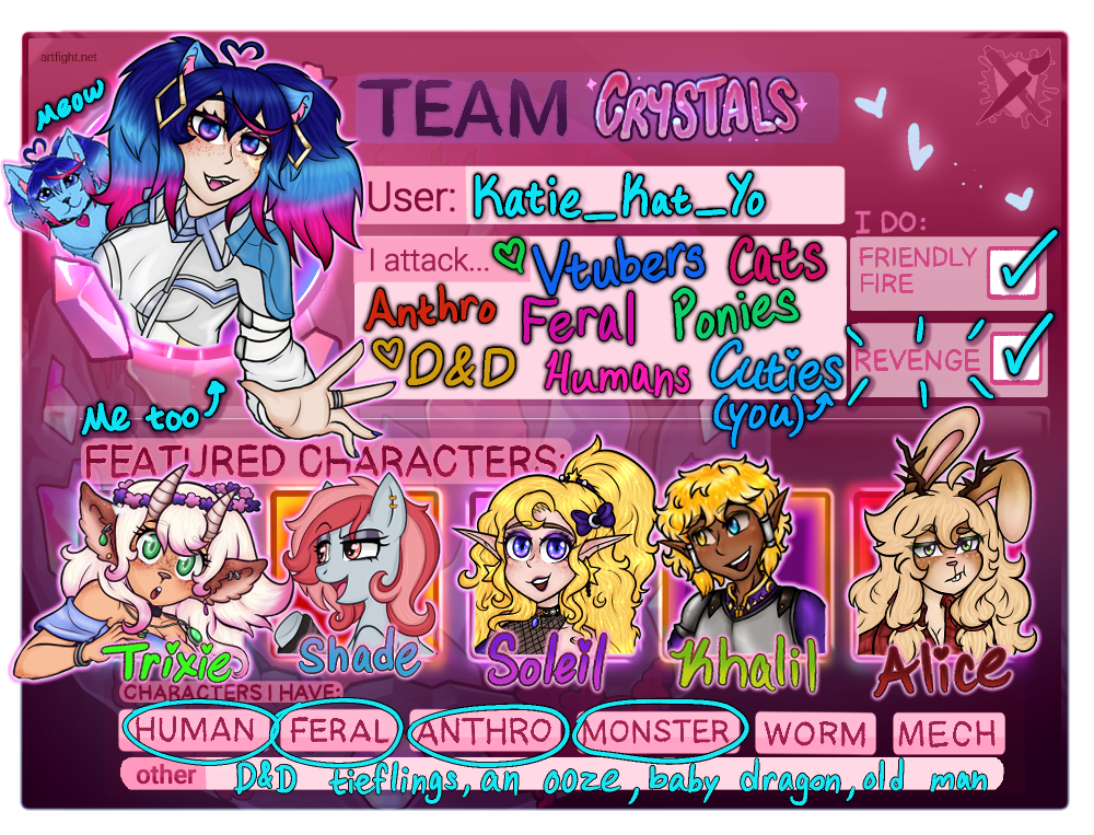 Art Fight 2025 Team Crystals Card Katie Kat Yo by KatieKatYo on