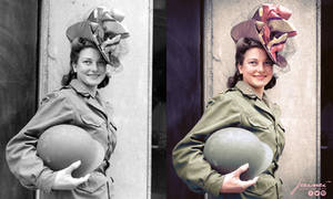 WW2 U.S. Army nurse in Paris - colorized by jecinc