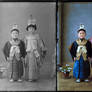 Japanese children in traditional kimonos early 190