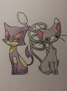 Purrloin and Glameow (colored)