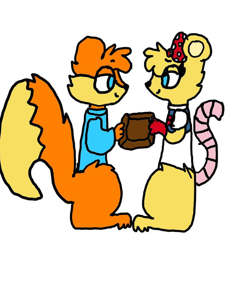 conker and pipsy sharing chocolate by Angelabunny666 on DeviantArt