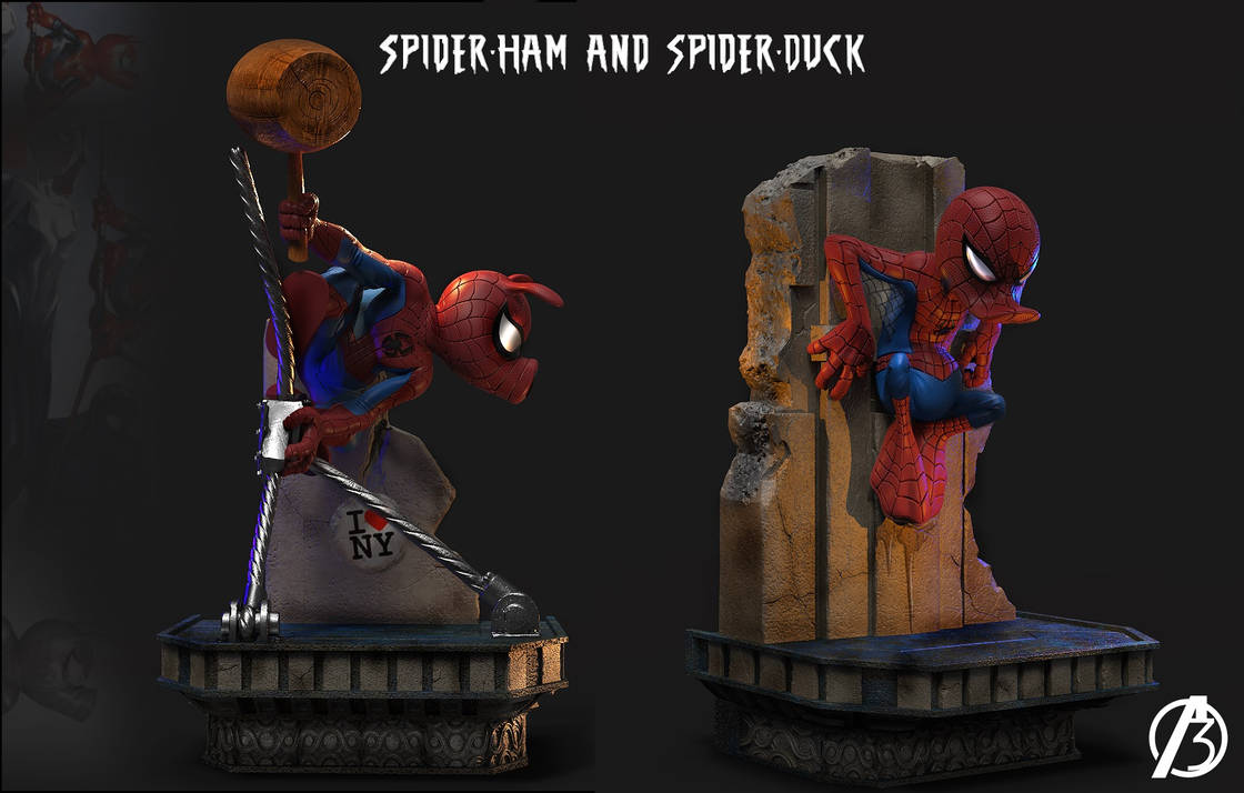 Spider-Ham and Spider Duck Set by AYsculpture on DeviantArt