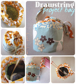 Drawstring Project Bag: Retro Floral
