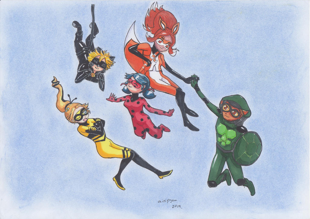 Miraculous Team - falling down from the sky ver.2 by AiriP4 on DeviantArt