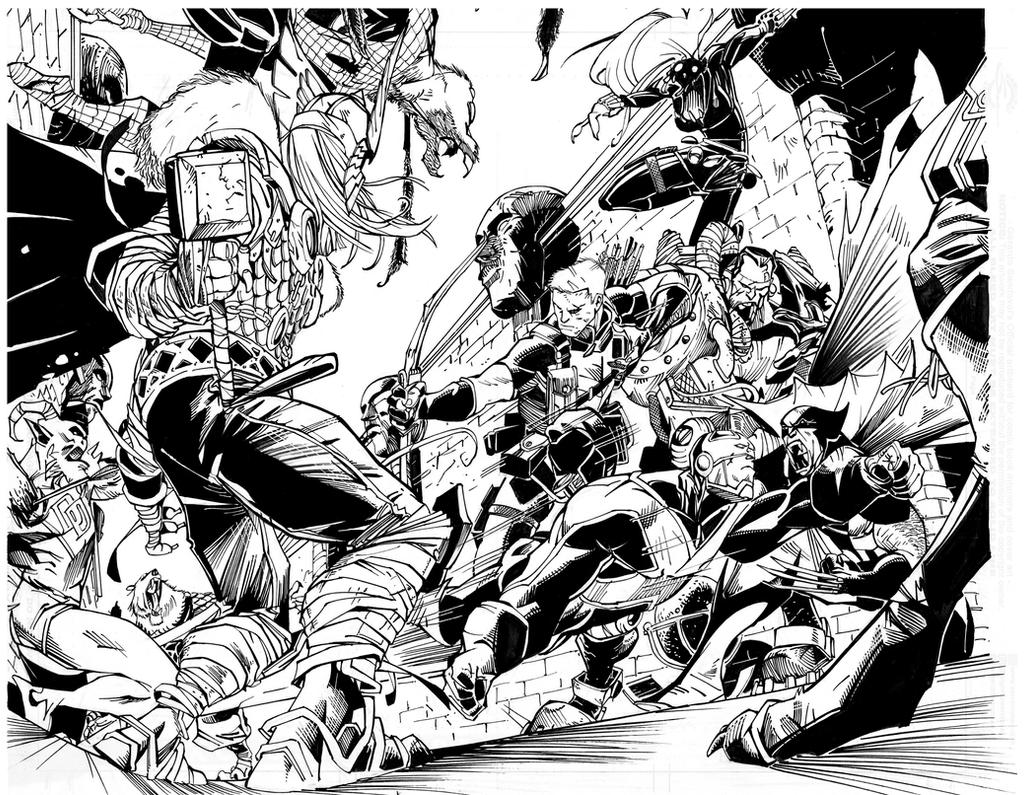 Secret Avengers By Scalera inks by Curiel