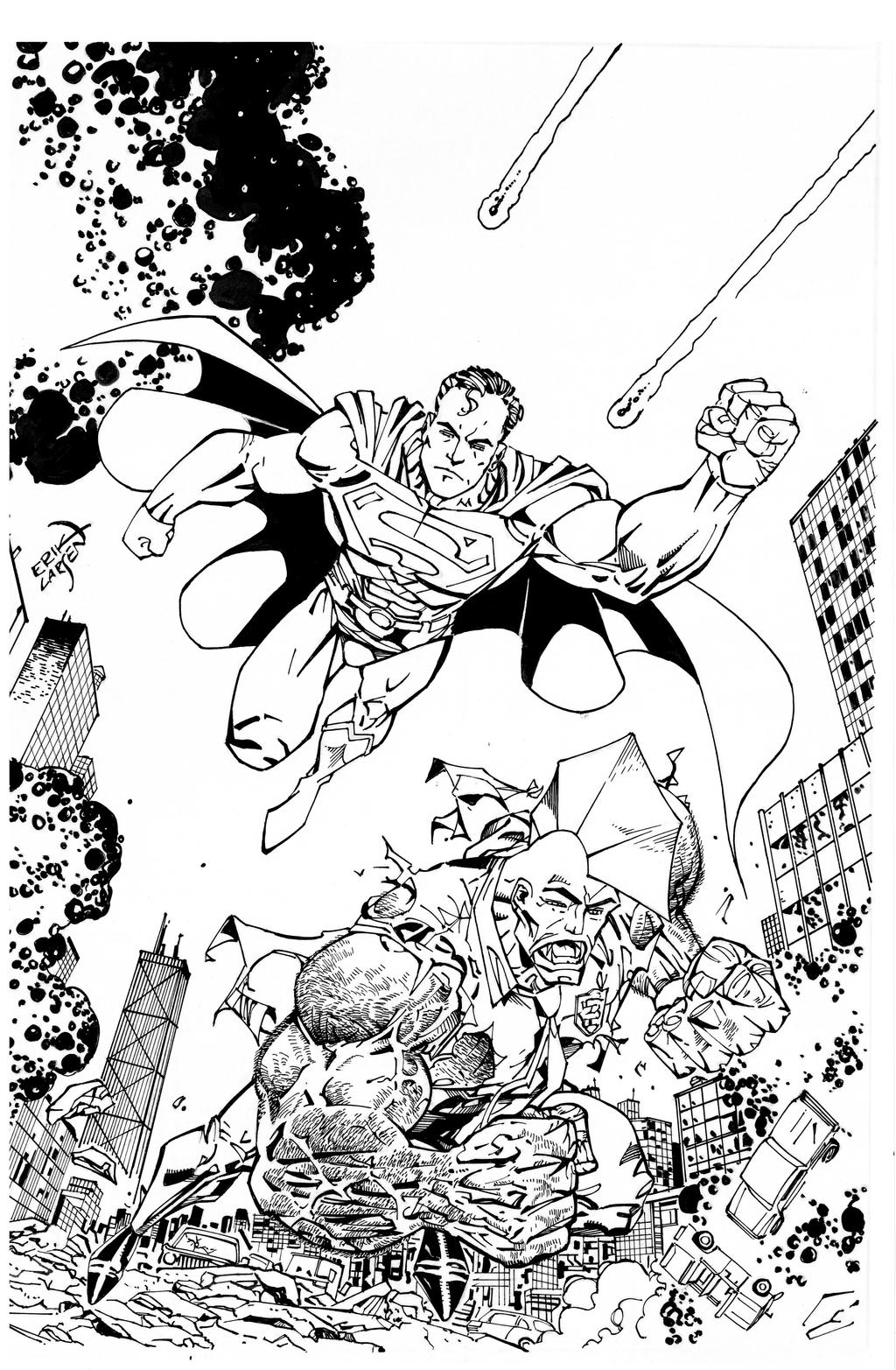 Superman/Savage Dragon by Larsen inks by Curiel
