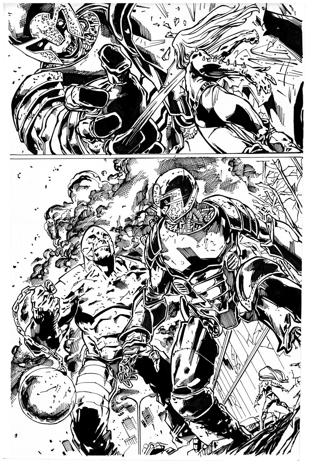 Titania Vs Sentinel By Manuel Garcia inks by Curie
