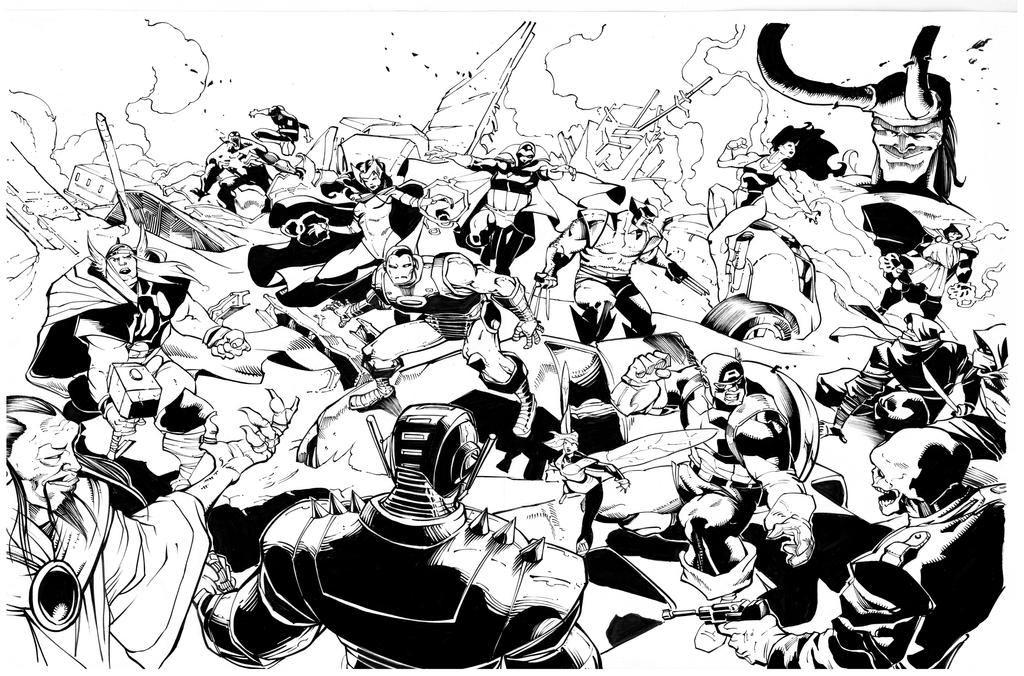 Avengers by Scalera inks by Curiel