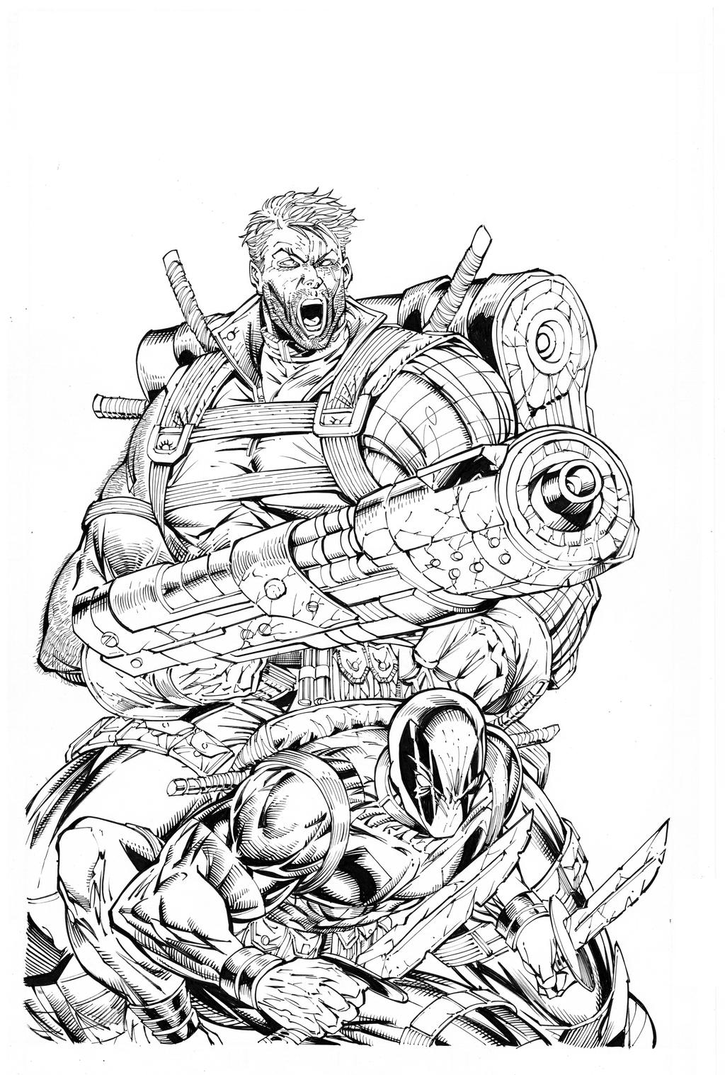 Cable And Deadpool By Rob Liefeld inks by Curiel