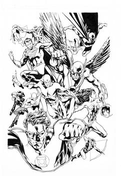 Jla By Mahmud Asrar inks by Curiel