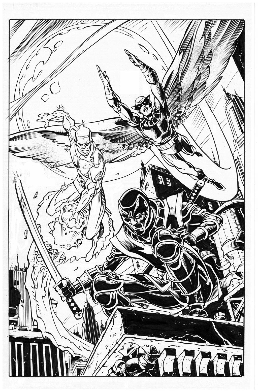 Birdman Ronin By Val Semekis inks by Curiel