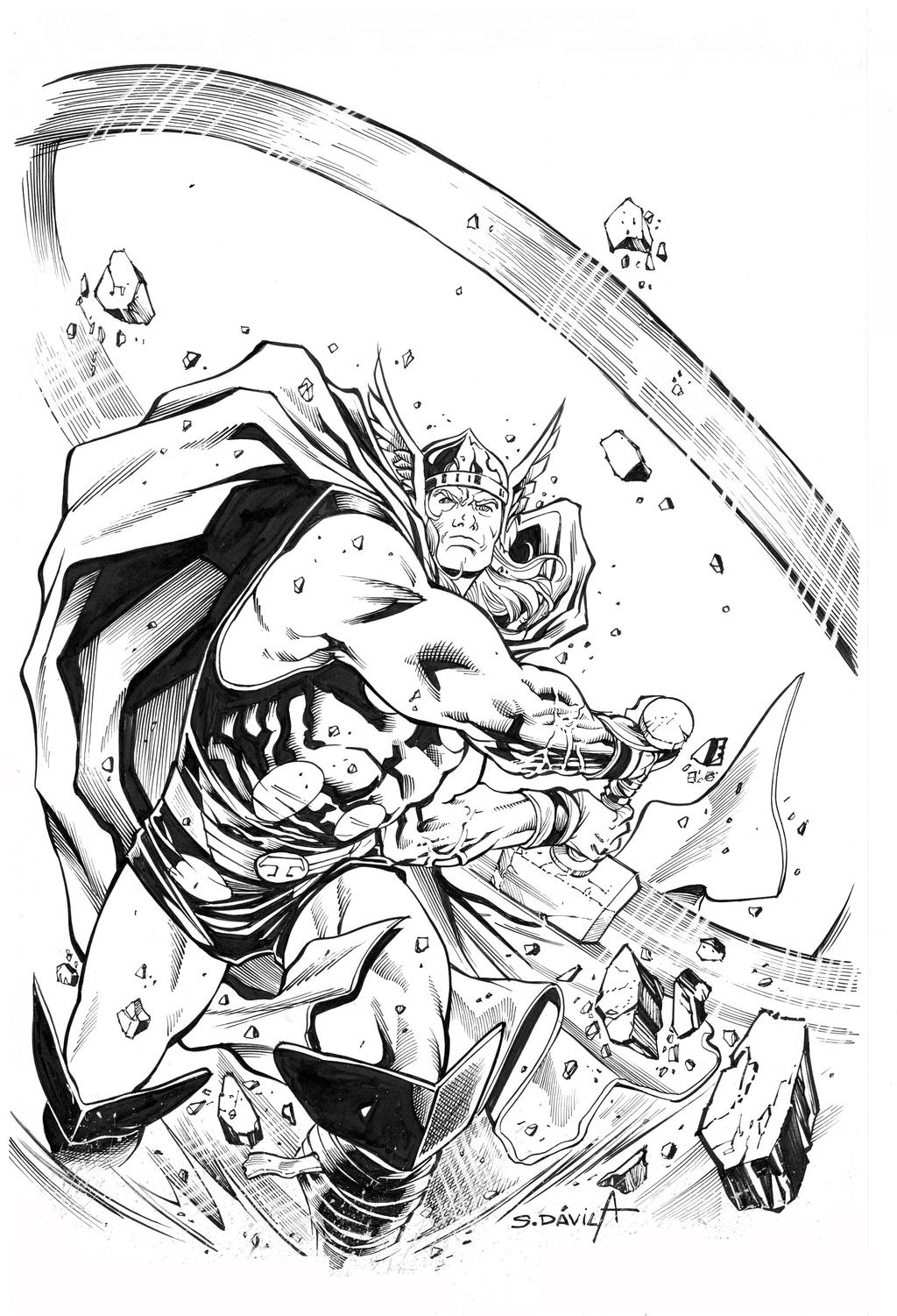 Thor By Sergio Davila, inks by Curiel