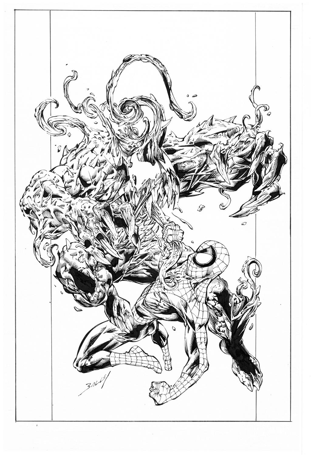 Spidey vs Venom by Mark Bagley, inks by Curiel