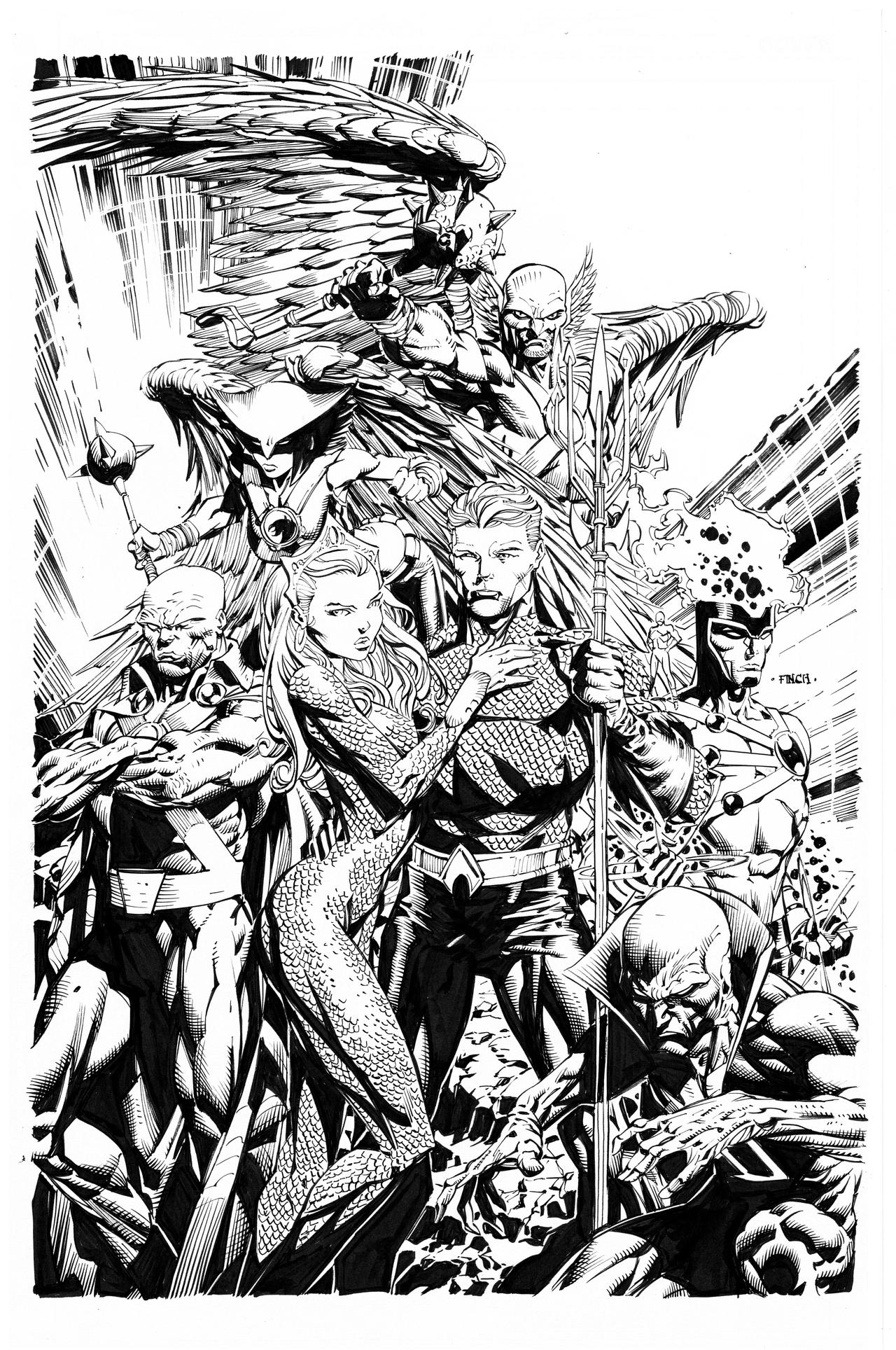 DC Heroes by David Finch ink by Curiel