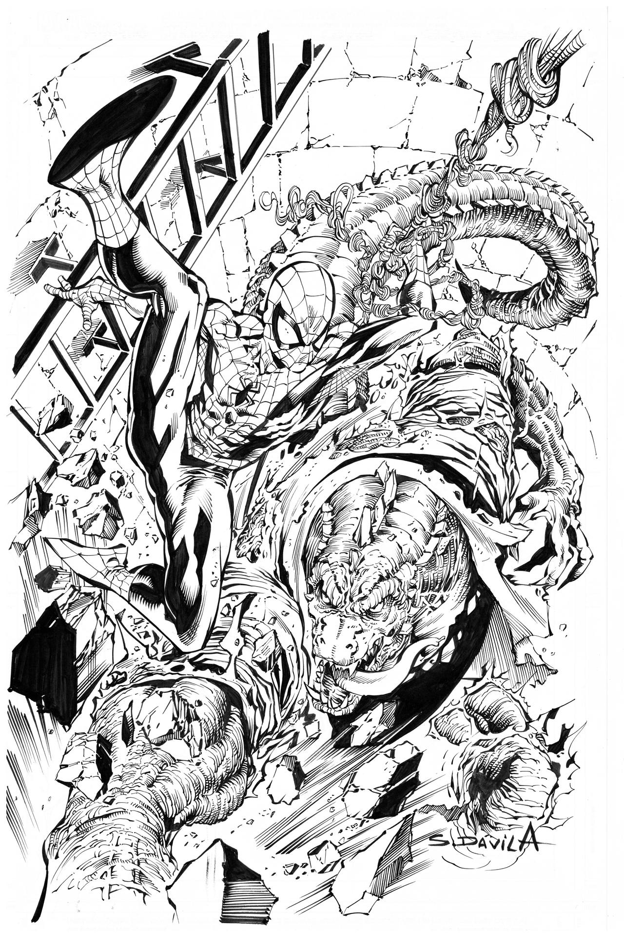 Spiderman By Sergio Davila, inks by Curiel