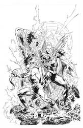 Aquaman and Green A. by Ivan Reis, inks by Curiel