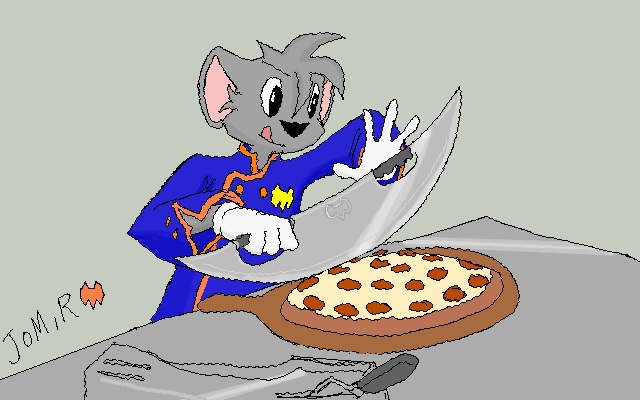 Yoki Cutting pizza