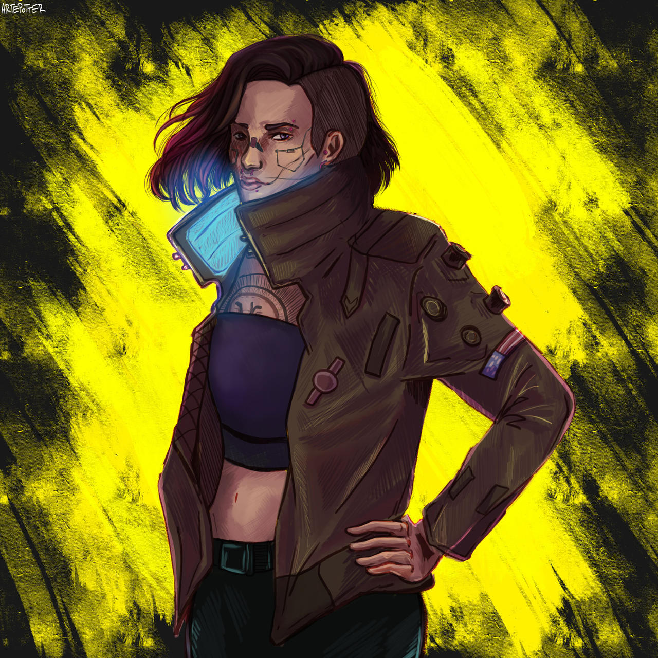 Cyberpunk 2077 - fem!V commission by artepotter on DeviantArt