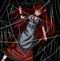 Cat girl caught web