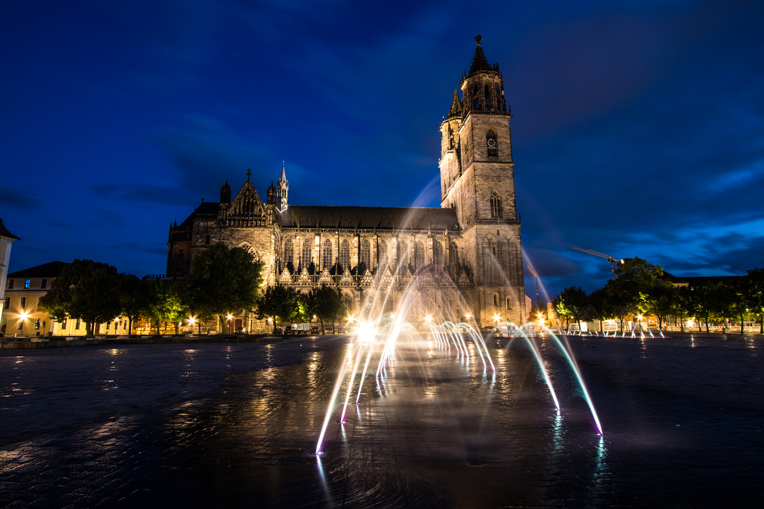 Magdeburg cathedral at night