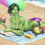 She-Hulk at the Beach by Harpokrates