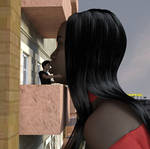 Black giantess kisses a little boy 4 by Alberto62