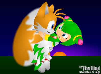 Tails flying with Cosmo