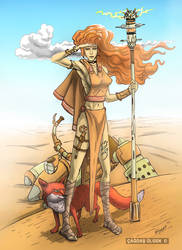 Desert Warrior Techno Shaman with Her Fox