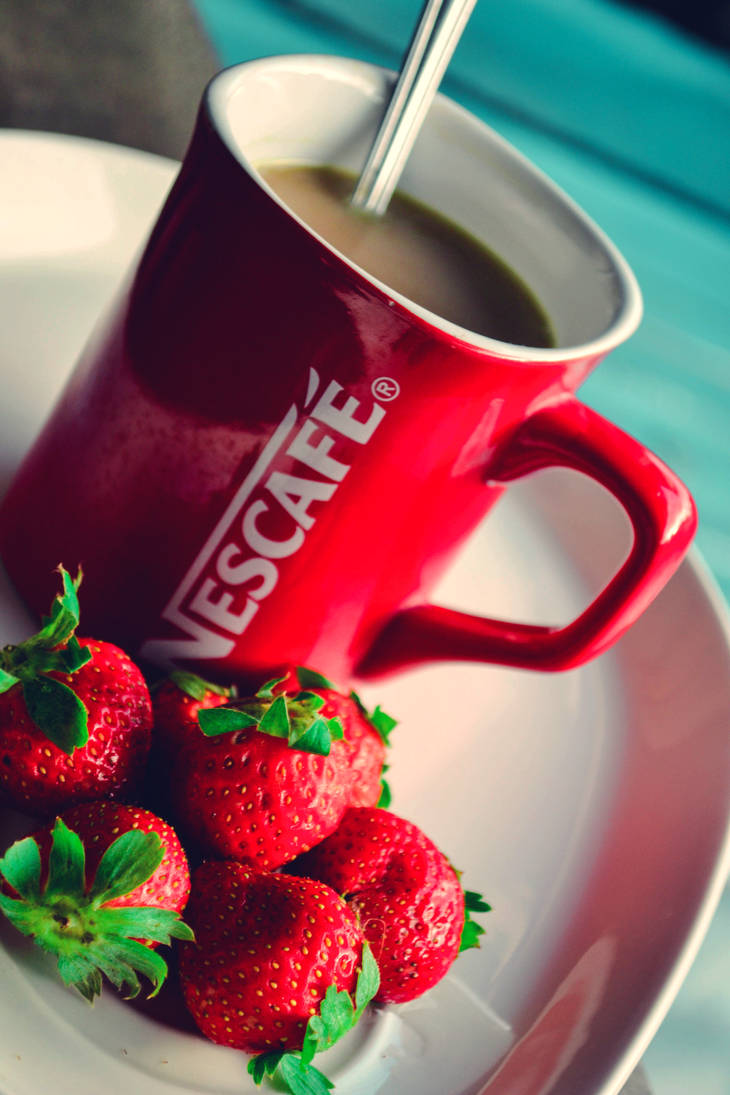 Coffee and Strawberries in One Cozy Afternoon