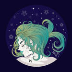 Pisces girl with green hair by AnnArtshock