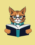 Ginger Maine Coon cat with book by AnnArtshock