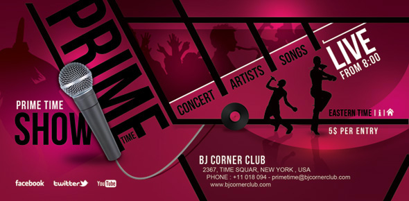 Prime Time Music Ticket Banner Flyer by n2n44