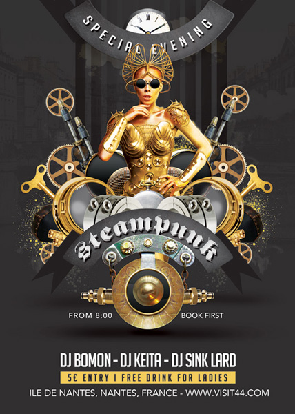 Steampunk Festival Special Party in Club Flyer