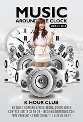 Music Around The Clock Party In Club Flyer by n2n44