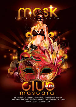 Mask Extravaganza Party In Club Flyer