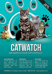 Cat Lover Shop Watch Care Business Flyer Template