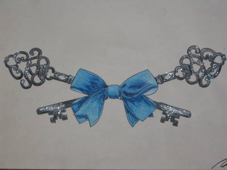 Bow + keys tattoo design